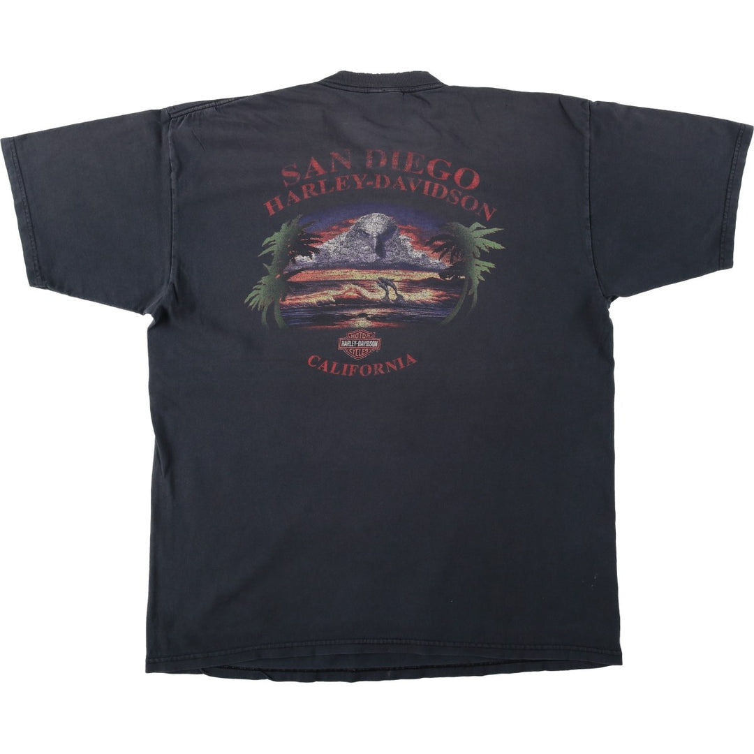 Harley-Davidson Eagle Pattern Motorcycle Bike T-shirt Made in USA Men's XL cotton black type Vintage Second Hand