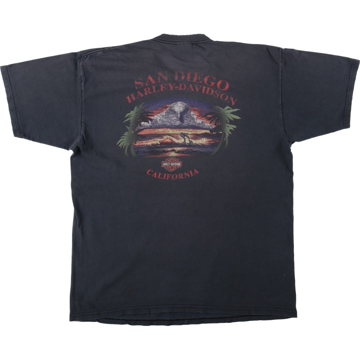 Harley-Davidson Eagle Pattern Motorcycle Bike T-shirt Made in USA Men's XL cotton black type Vintage Second Hand
