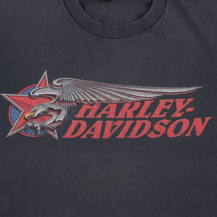 Harley-Davidson Eagle Pattern Motorcycle Bike T-shirt Made in USA Men's XL cotton black type Vintage Second Hand