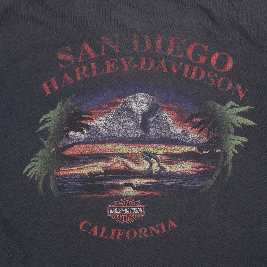 Harley-Davidson Eagle Pattern Motorcycle Bike T-shirt Made in USA Men's XL cotton black type Vintage Second Hand
