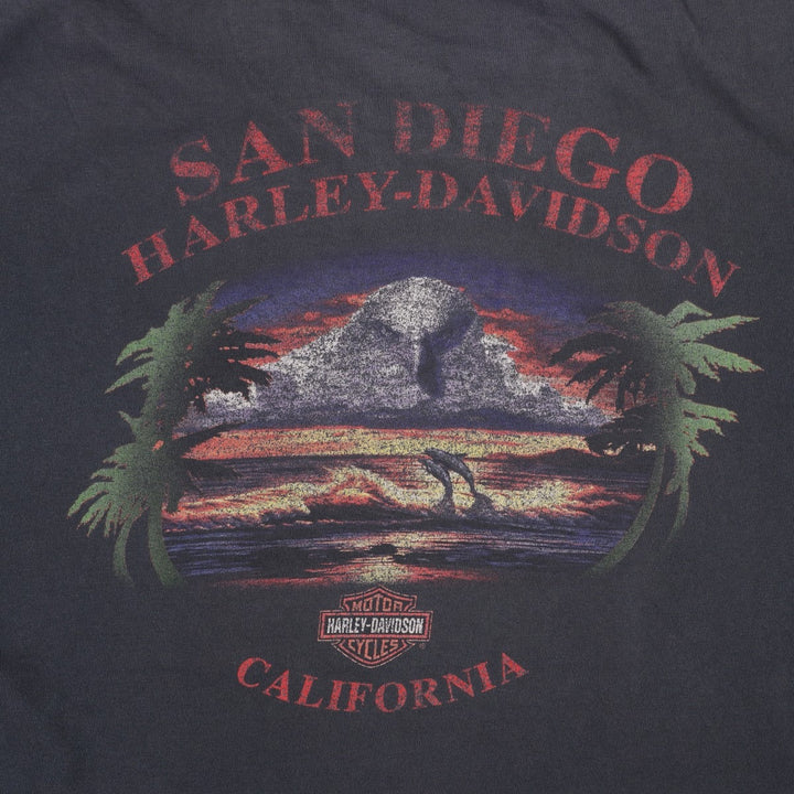 Harley-Davidson Eagle Pattern Motorcycle Bike T-shirt Made in USA Men's XL cotton black type Vintage Second Hand