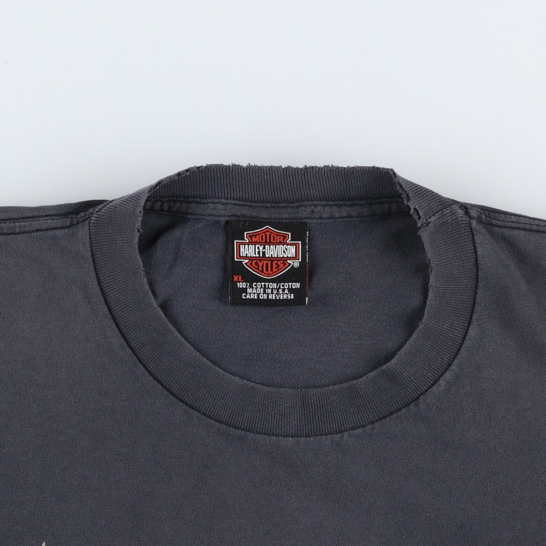 Harley-Davidson Eagle Pattern Motorcycle Bike T-shirt Made in USA Men's XL cotton black type Vintage Second Hand