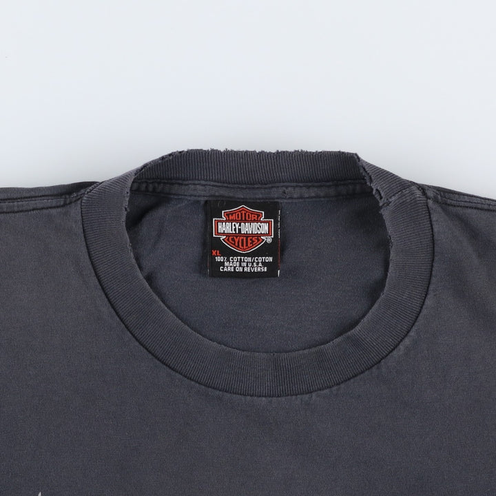 Harley-Davidson Eagle Pattern Motorcycle Bike T-shirt Made in USA Men's XL cotton black type Vintage Second Hand