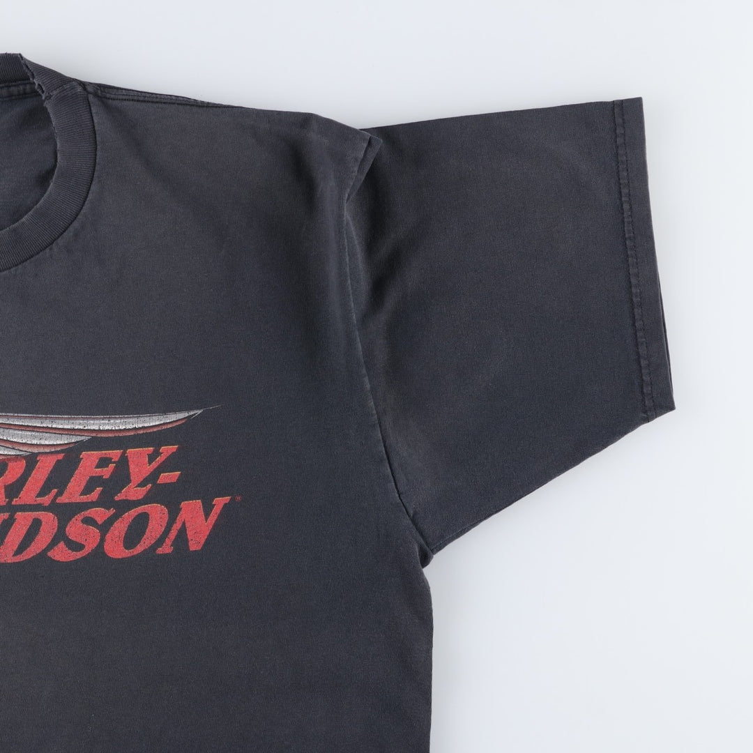 Harley-Davidson Eagle Pattern Motorcycle Bike T-shirt Made in USA Men's XL cotton black type Vintage Second Hand
