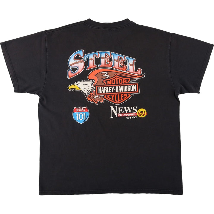 Delta Harley-Davidson Eagle Pattern Motorcycle T-Shirt, Men's Size L (approx.) cotton black type Vintage Second Hand