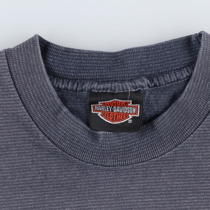 Harley-Davidson Eagle Pattern Border Pattern Motorcycle T-Shirt, Made in USA, Men's XL (approx.) cotton Charcoal Vintage Second Hand