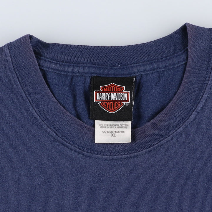 00'S Harley-Davidson Eagle Pattern Motorcycle Bike T-shirt Made in USA Men's XL cotton navy blue type Vintage Second Hand