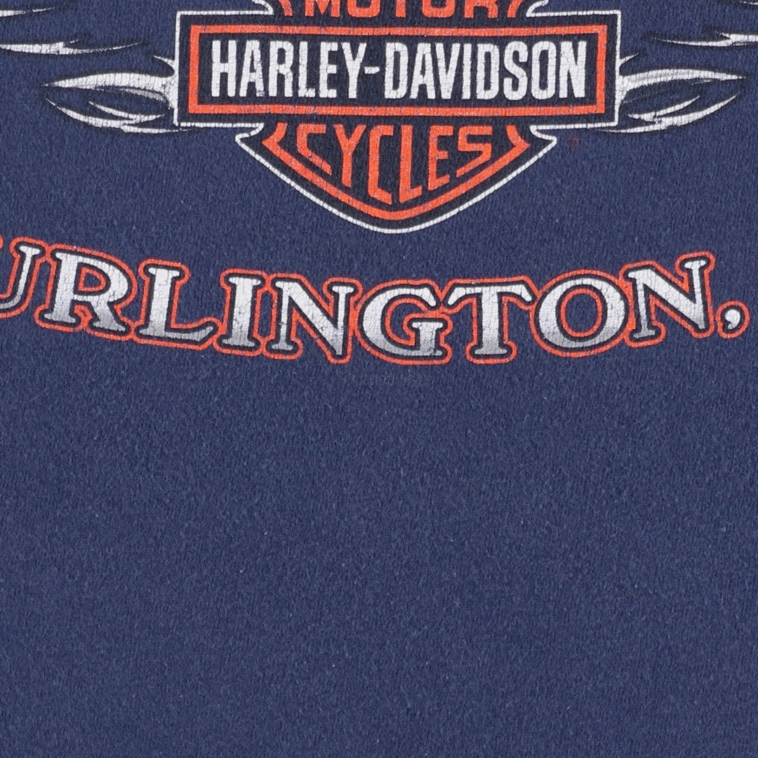 00'S Harley-Davidson Eagle Pattern Motorcycle Bike T-shirt Made in USA Men's XL cotton navy blue type Vintage Second Hand