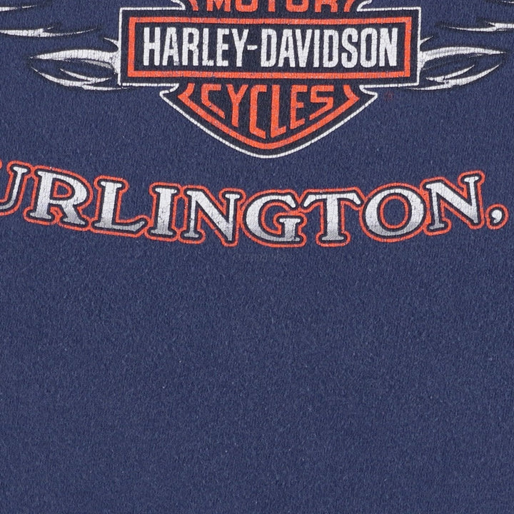 00'S Harley-Davidson Eagle Pattern Motorcycle Bike T-shirt Made in USA Men's XL cotton navy blue type Vintage Second Hand