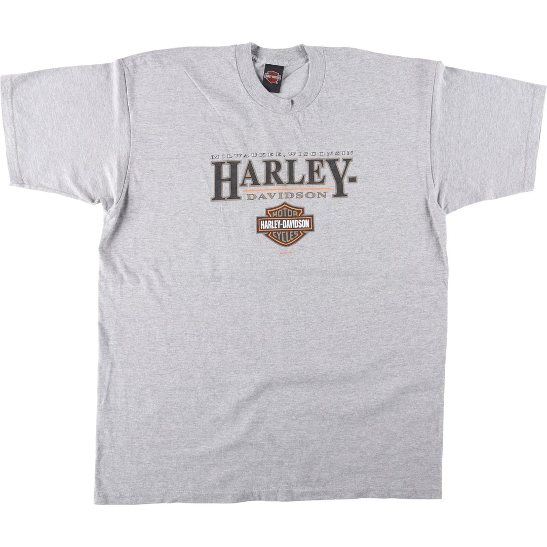 90'S Harley-Davidson Motorcycle Bike T-shirt Made in USA Men's XXL Vintage unclear gray type Vintage Second Hand