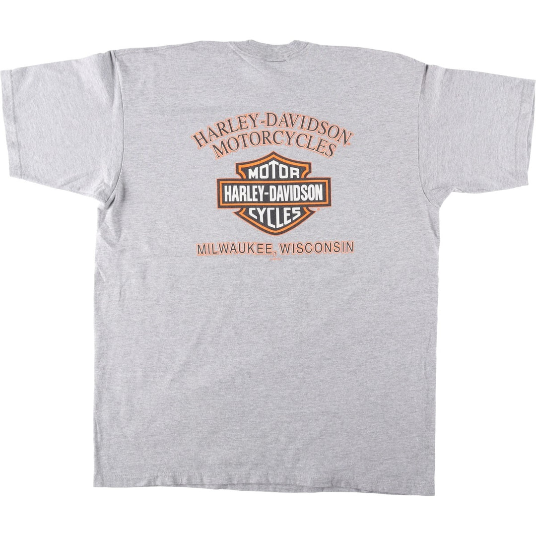 90'S Harley-Davidson Motorcycle Bike T-shirt Made in USA Men's XXL Vintage unclear gray type Vintage Second Hand