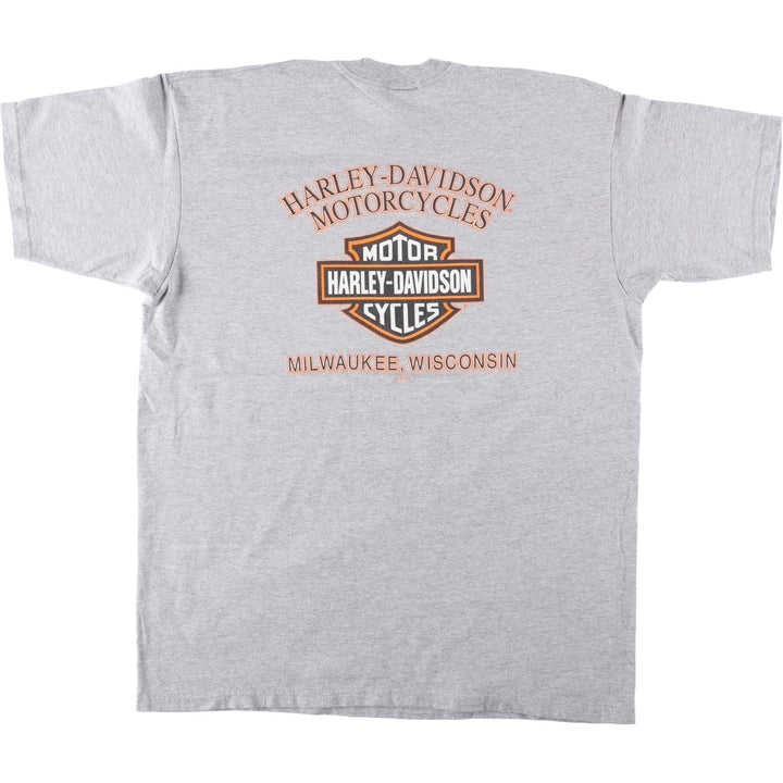 90'S Harley-Davidson Motorcycle Bike T-shirt Made in USA Men's XXL Vintage unclear gray type Vintage Second Hand