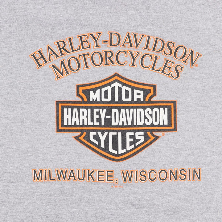 90'S Harley-Davidson Motorcycle Bike T-shirt Made in USA Men's XXL Vintage unclear gray type Vintage Second Hand