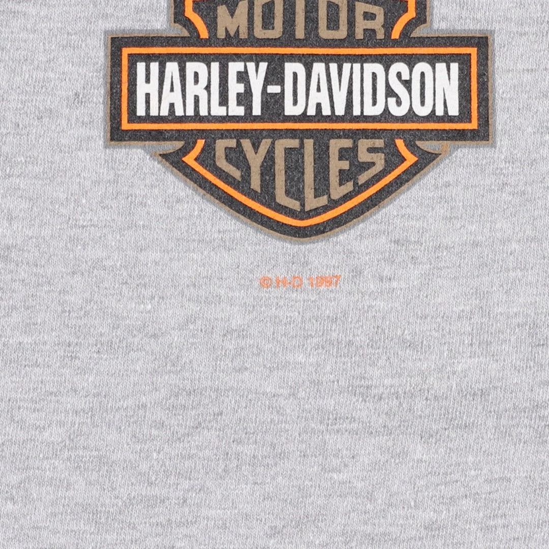90'S Harley-Davidson Motorcycle Bike T-shirt Made in USA Men's XXL Vintage unclear gray type Vintage Second Hand
