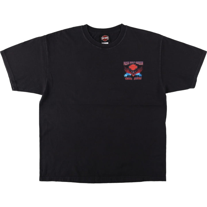Harley-Davidson Eagle Pattern Motorcycle T-Shirt, Men's XL cotton black type Vintage Second Hand
