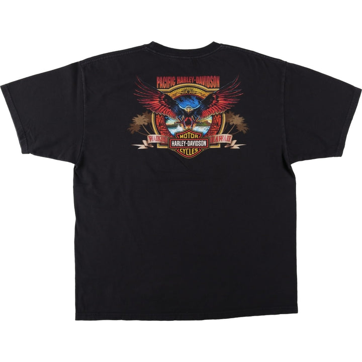 Harley-Davidson Eagle Pattern Motorcycle T-Shirt, Men's XL cotton black type Vintage Second Hand
