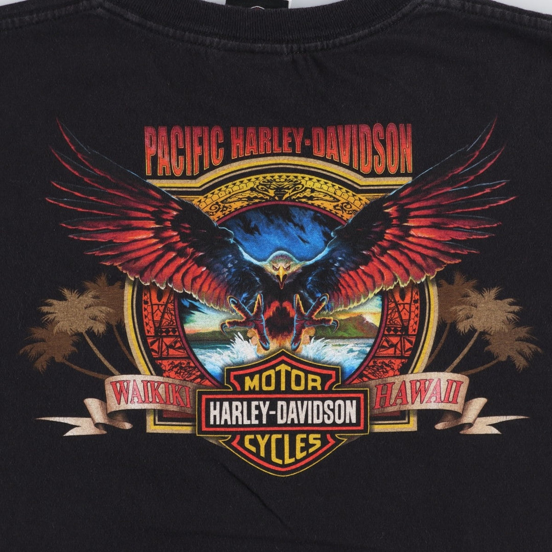 Harley-Davidson Eagle Pattern Motorcycle T-Shirt, Men's XL cotton black type Vintage Second Hand