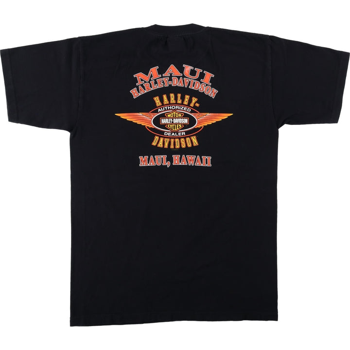 2000'S Harley-Davidson Eagle Pattern Motorcycle T-Shirt, Made in USA, Men's Size L (approx.) cotton black type Vintage Second Hand