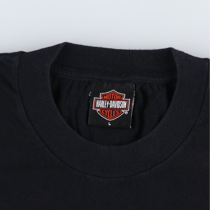 2000'S Harley-Davidson Eagle Pattern Motorcycle T-Shirt, Made in USA, Men's Size L (approx.) cotton black type Vintage Second Hand