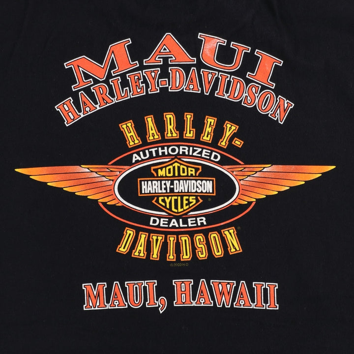 2000'S Harley-Davidson Eagle Pattern Motorcycle T-Shirt, Made in USA, Men's Size L (approx.) cotton black type Vintage Second Hand