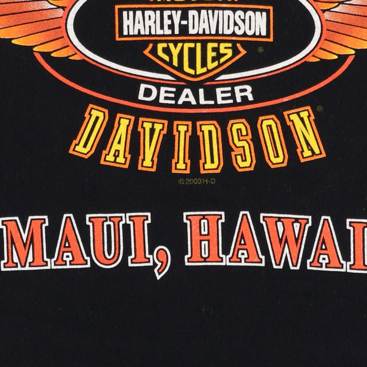 2000'S Harley-Davidson Eagle Pattern Motorcycle T-Shirt, Made in USA, Men's Size L (approx.) cotton black type Vintage Second Hand
