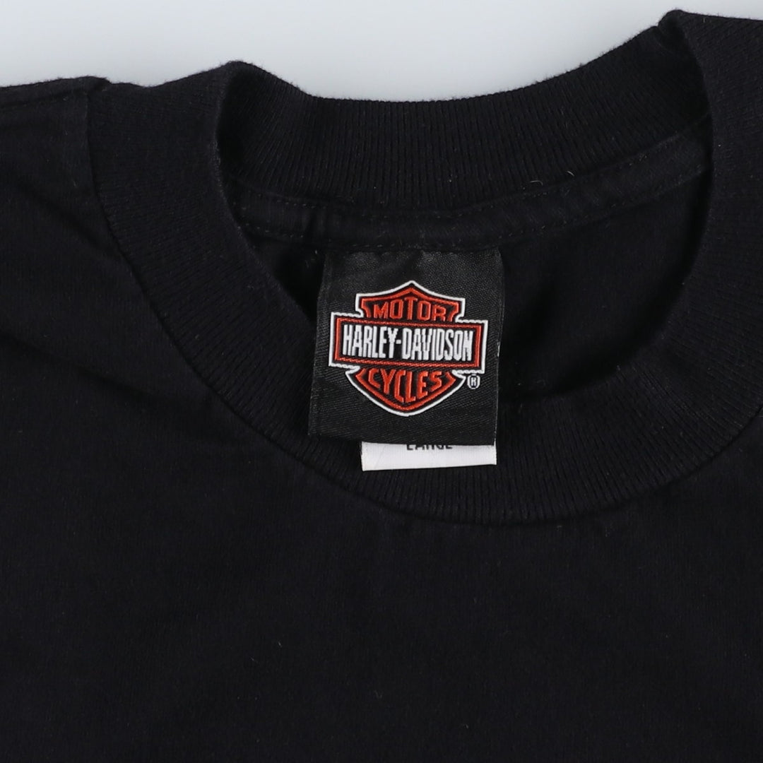 2000'S Harley-Davidson Eagle Pattern Motorcycle T-Shirt, Made in USA, Men's Size L (approx.) cotton black type Vintage Second Hand