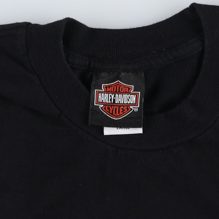 2000'S Harley-Davidson Eagle Pattern Motorcycle T-Shirt, Made in USA, Men's Size L (approx.) cotton black type Vintage Second Hand