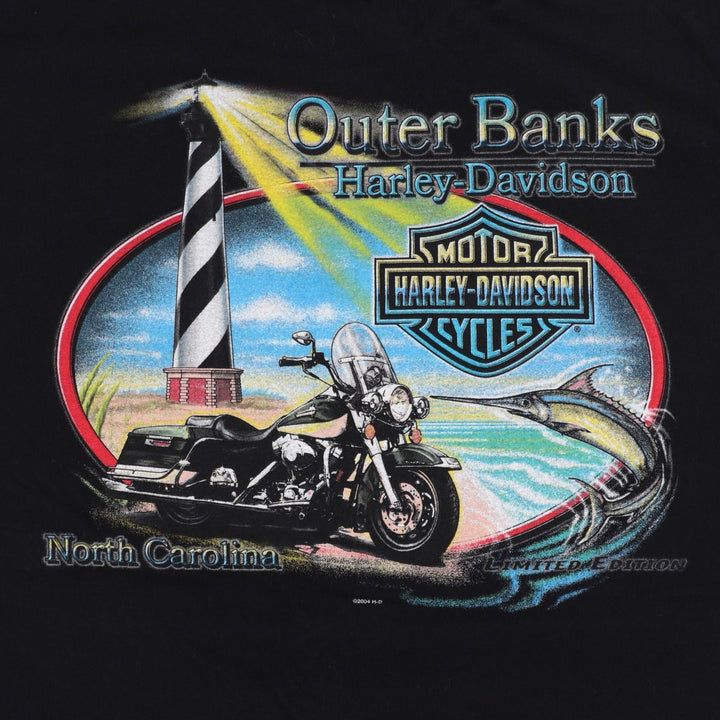 2000'S Harley-Davidson Eagle Pattern Motorcycle T-Shirt, Made in USA, Men's Size L (approx.) cotton black type Vintage Second Hand
