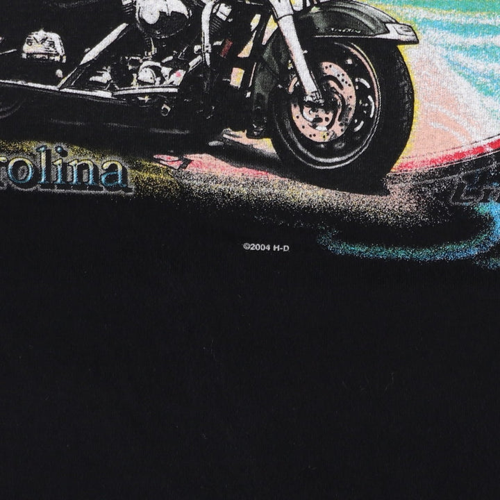 2000'S Harley-Davidson Eagle Pattern Motorcycle T-Shirt, Made in USA, Men's Size L (approx.) cotton black type Vintage Second Hand