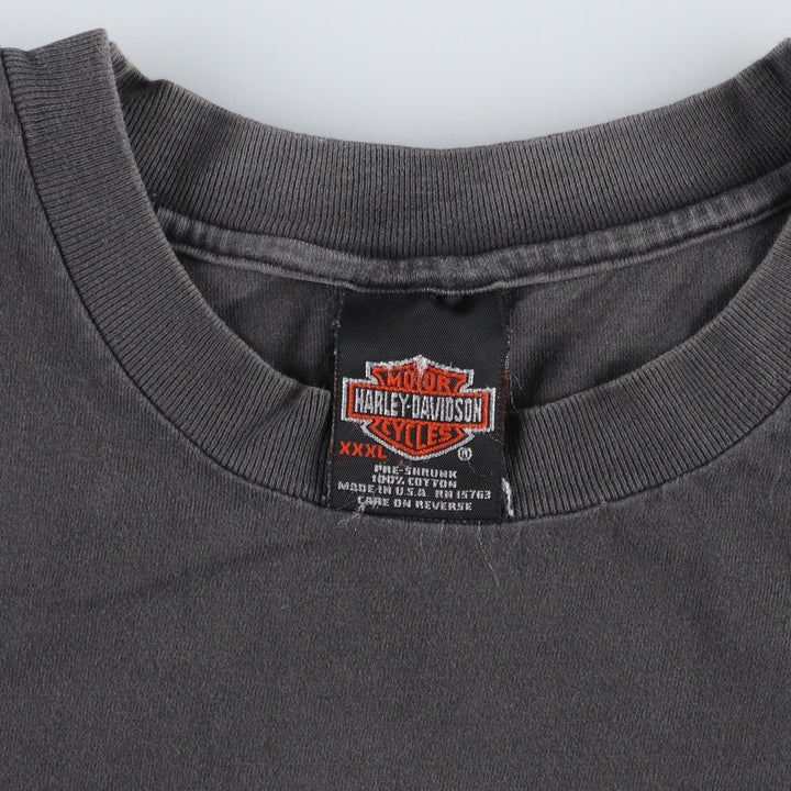 90'S Harley-Davidson Eagle Pattern Skull Pattern Motorcycle T-Shirt Made in USA Men's XXXL equivalent cotton Charcoal Vintage Second Hand