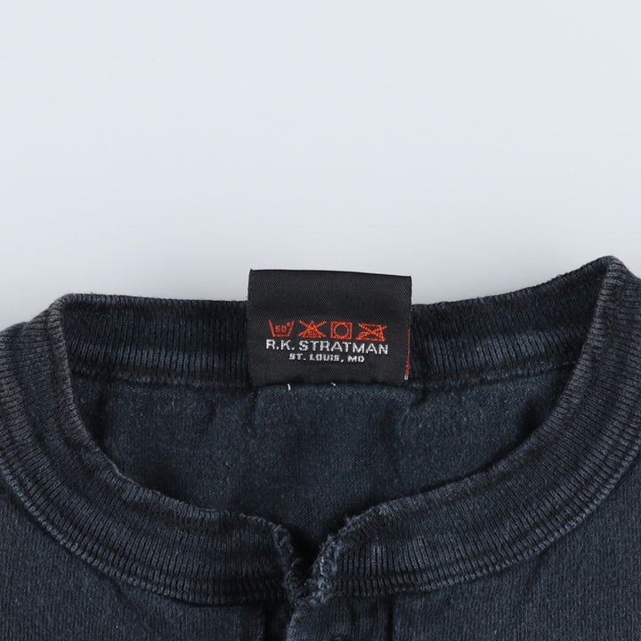 90'S Harley-Davidson Henley Neck Motorcycle T-Shirt, Men's Size XL (Equivalent), Vintage unclear black type Vintage Second Hand