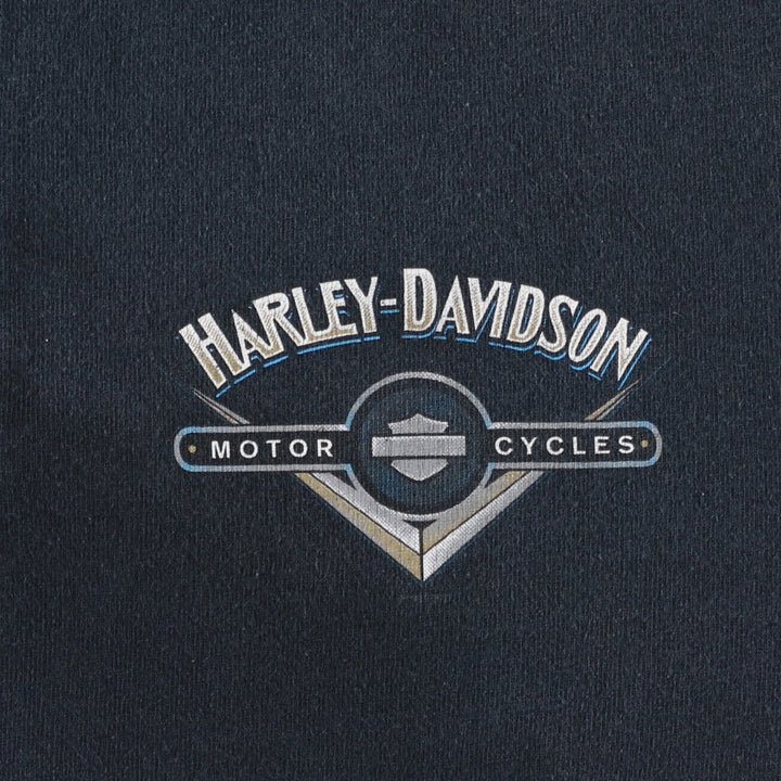 90'S Harley-Davidson Henley Neck Motorcycle T-Shirt, Men's Size XL (Equivalent), Vintage unclear black type Vintage Second Hand