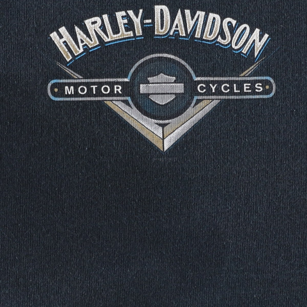 90'S Harley-Davidson Henley Neck Motorcycle T-Shirt, Men's Size XL (Equivalent), Vintage unclear black type Vintage Second Hand