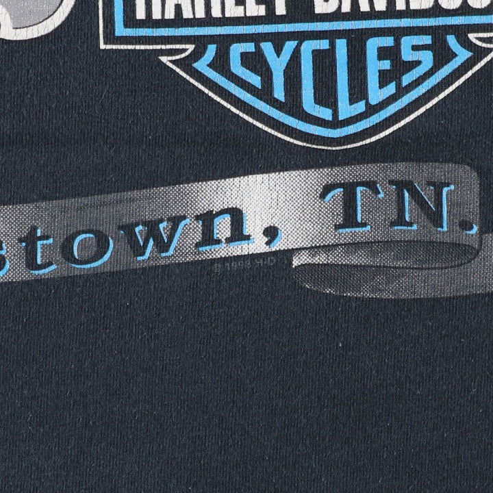 90'S Harley-Davidson Henley Neck Motorcycle T-Shirt, Men's Size XL (Equivalent), Vintage unclear black type Vintage Second Hand