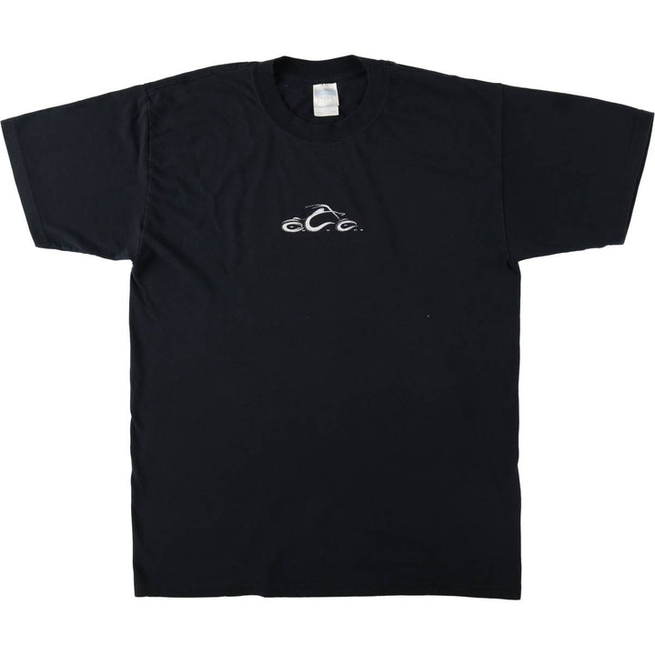 Gildan Activewear Motorcycle T-shirt, Men's Size L (approx.) cotton black type Vintage Second Hand