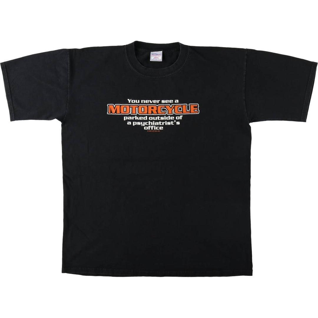 90'S All Sport Motorcycle Bike T-Shirt, Made in USA, Men's XL equivalent, Vintage cotton black type Vintage Second Hand