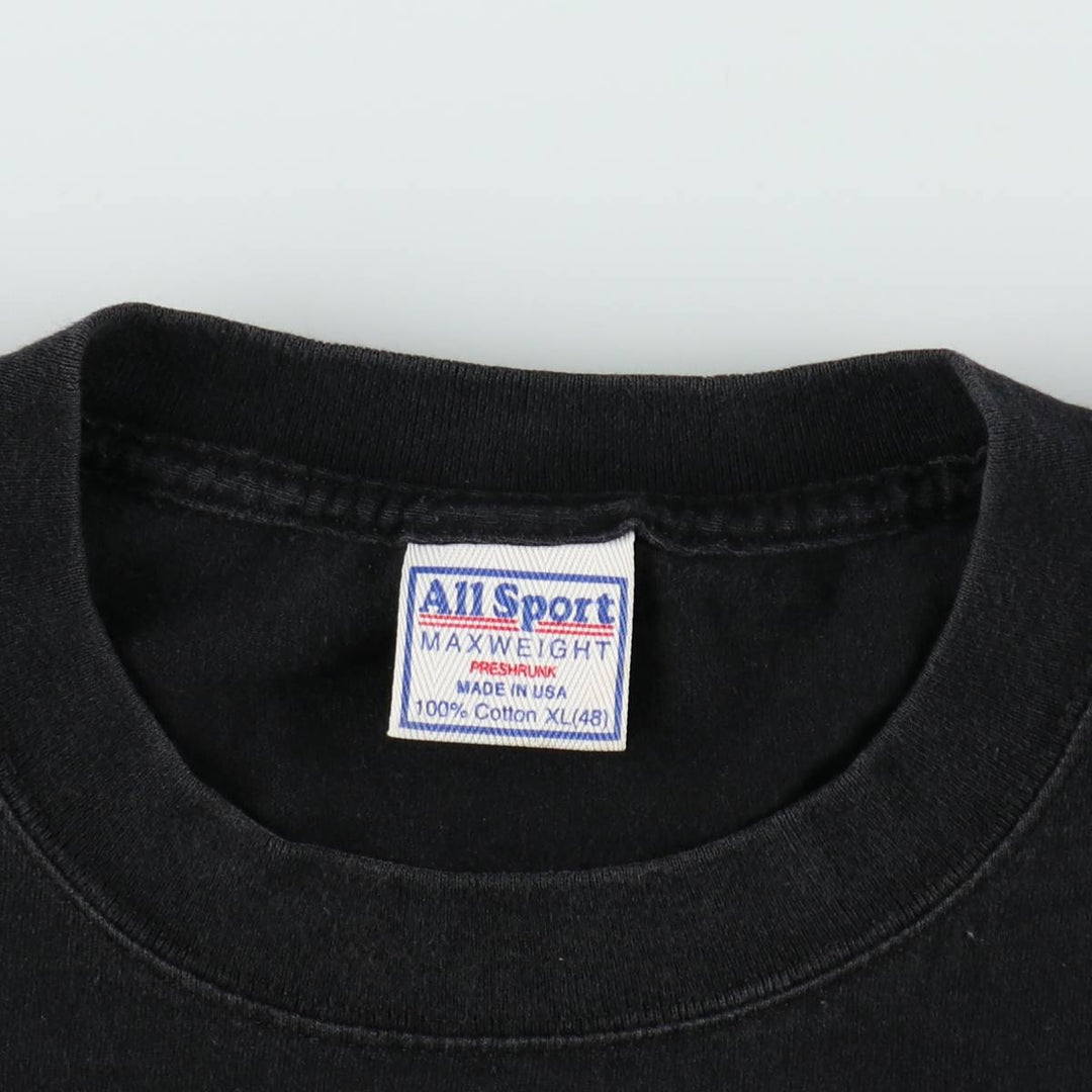 90'S All Sport Motorcycle Bike T-Shirt, Made in USA, Men's XL equivalent, Vintage cotton black type Vintage Second Hand