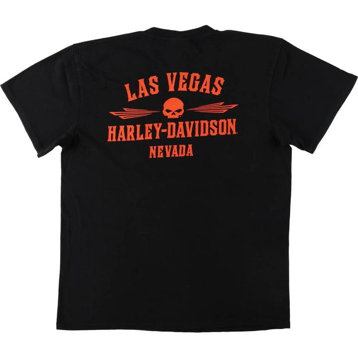 Harley-Davidson Skull Pattern Motorcycle Bike T-shirt Men's L size cotton black type Vintage Second Hand