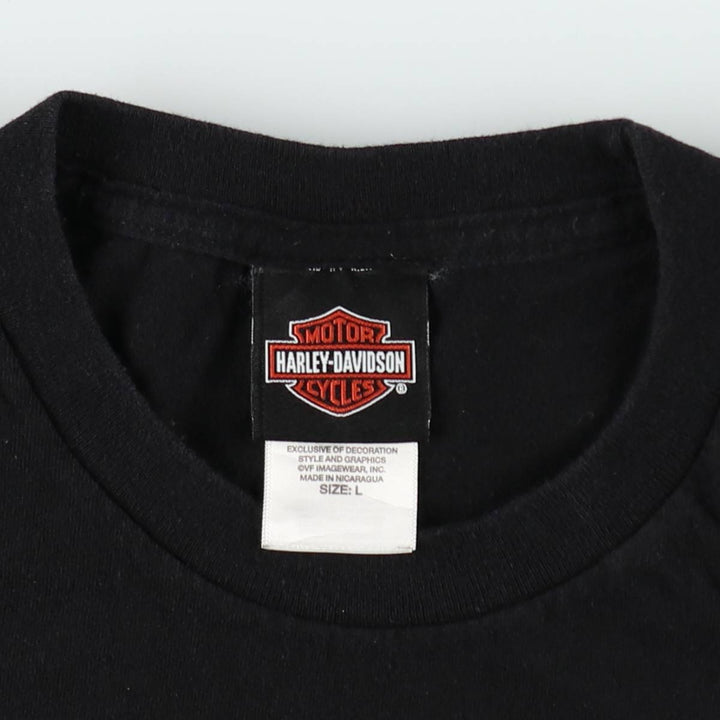 Harley-Davidson Skull Pattern Motorcycle Bike T-shirt Men's L size cotton black type Vintage Second Hand
