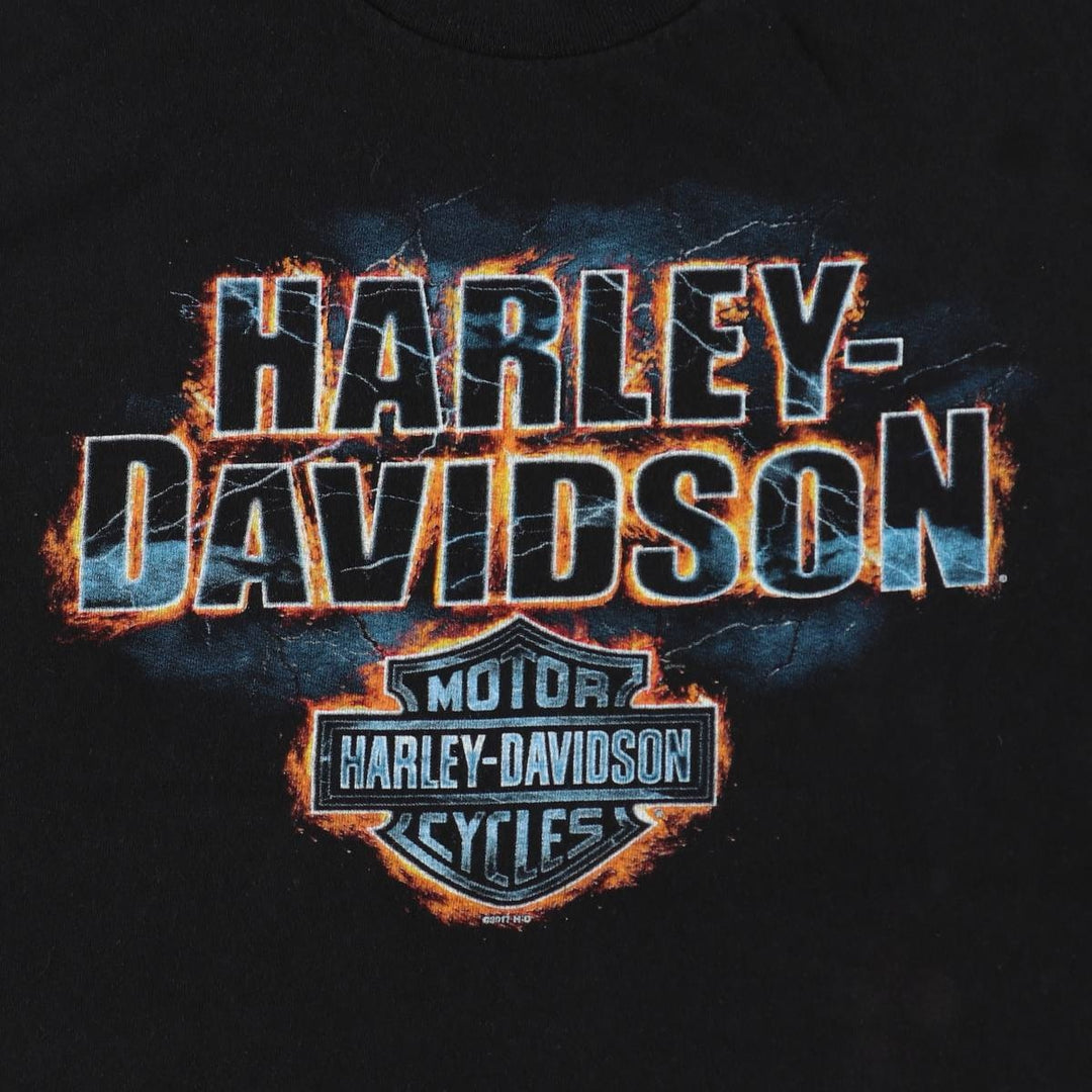 Harley-Davidson Skull Pattern Motorcycle Bike T-shirt Men's L size cotton black type Vintage Second Hand
