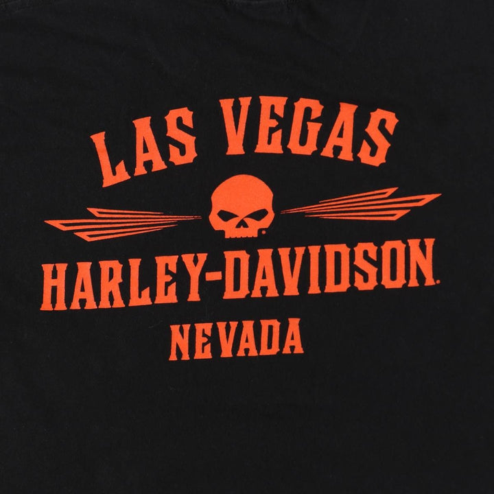 Harley-Davidson Skull Pattern Motorcycle Bike T-shirt Men's L size cotton black type Vintage Second Hand