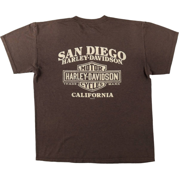 Harley-Davidson Motorcycle Bike T-shirt, Men's XL size unclear brown type Vintage Second Hand