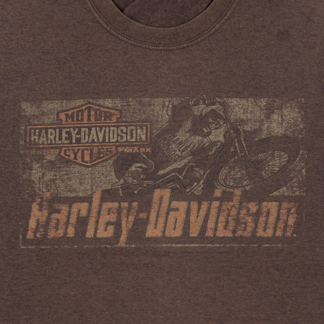 Harley-Davidson Motorcycle Bike T-shirt, Men's XL size unclear brown type Vintage Second Hand