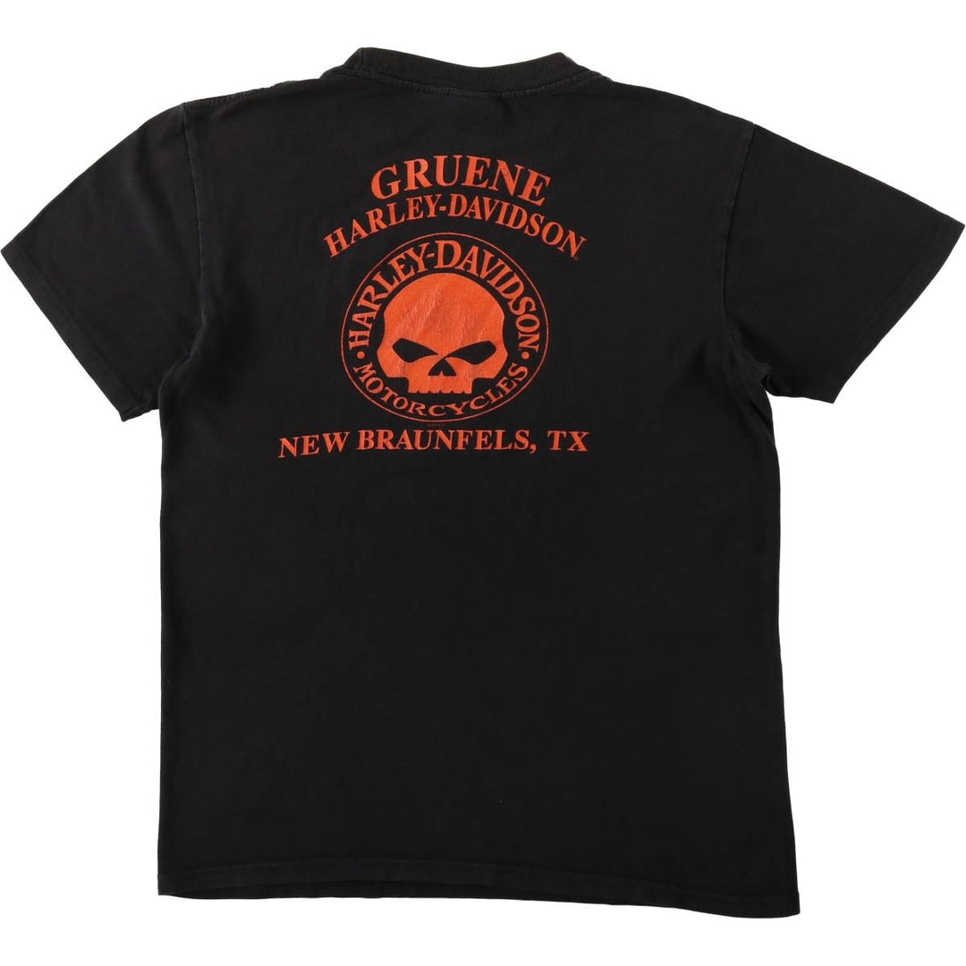Harley-Davidson Skull Pattern Motorcycle Bike T-shirt Men's M size cotton black type Vintage Second Hand