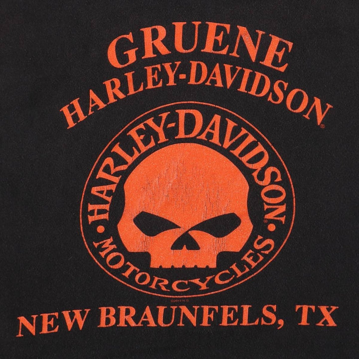 Harley-Davidson Skull Pattern Motorcycle Bike T-shirt Men's M size cotton black type Vintage Second Hand