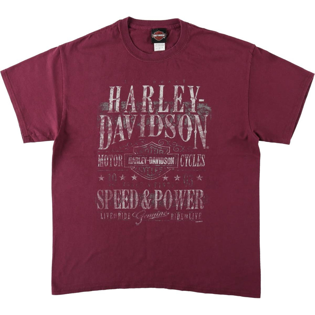 Harley-Davidson Motorcycle Bike T-shirt, Men's Size L cotton Red type red-purple Vintage Second Hand
