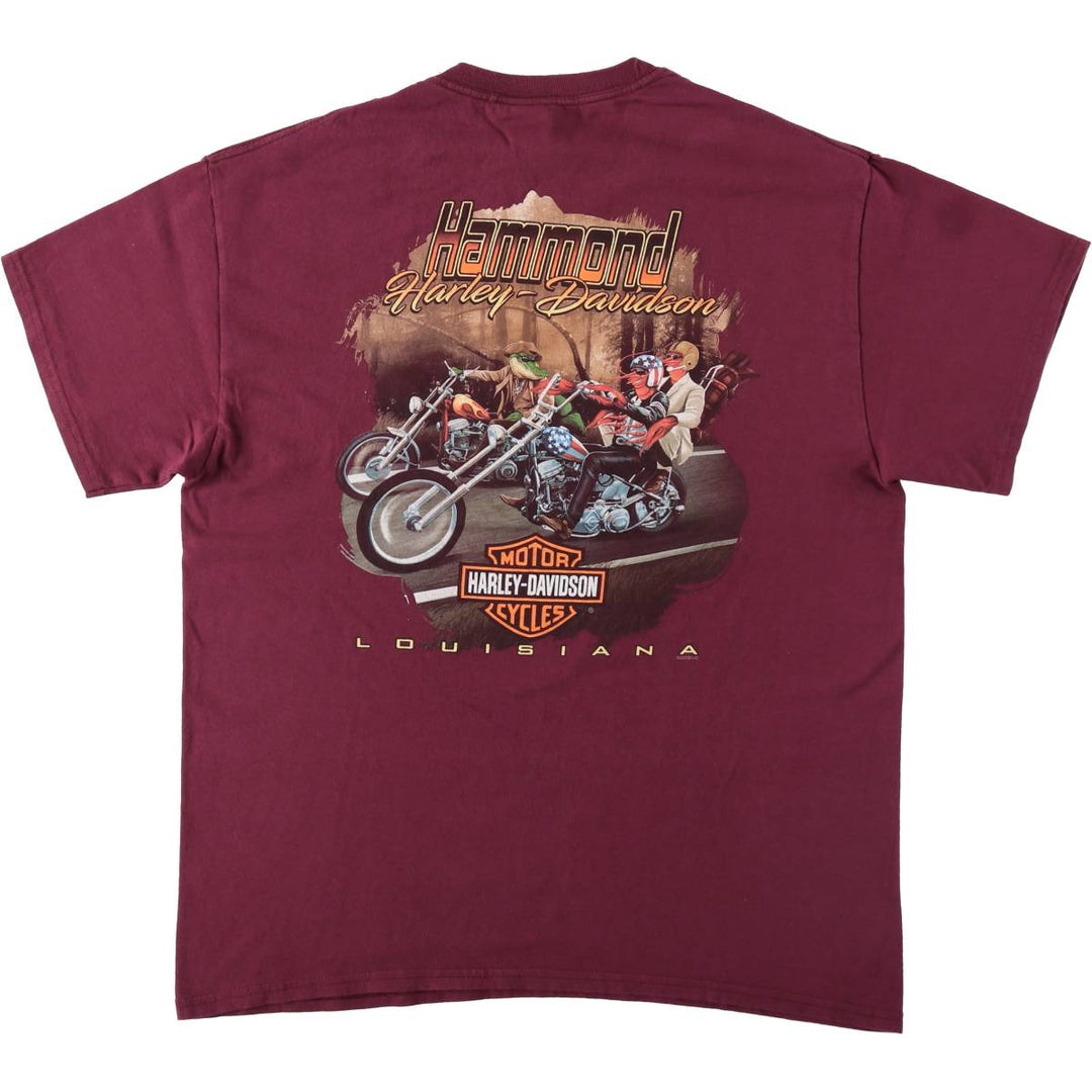 Harley-Davidson Motorcycle Bike T-shirt, Men's Size L cotton Red type red-purple Vintage Second Hand