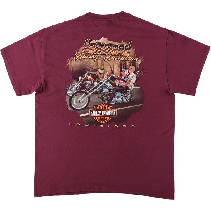 Harley-Davidson Motorcycle Bike T-shirt, Men's Size L cotton Red type red-purple Vintage Second Hand