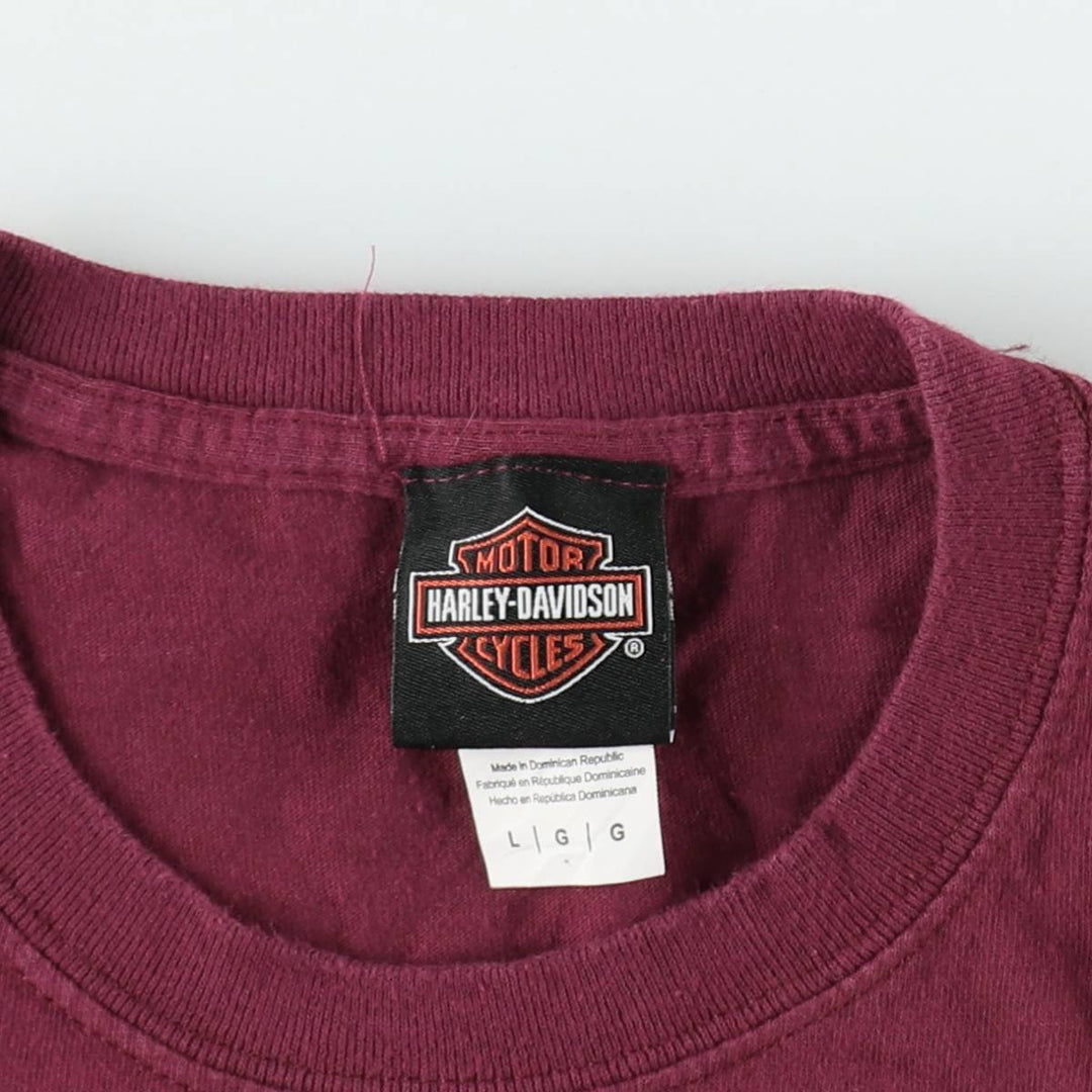Harley-Davidson Motorcycle Bike T-shirt, Men's Size L cotton Red type red-purple Vintage Second Hand