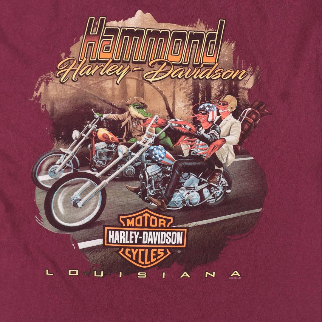 Harley-Davidson Motorcycle Bike T-shirt, Men's Size L cotton Red type red-purple Vintage Second Hand